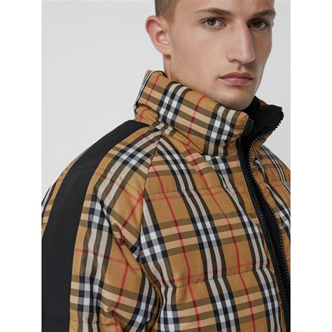 burberry reversible vintage check down-filled puffer jacket|Reversible Check Puffer Jacket in Grain .